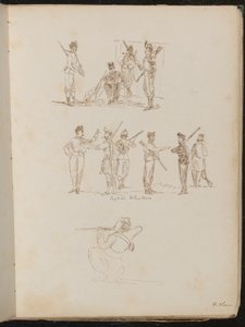 Studies of Groups of Soldiers with Weapons at Ease Inscribed 