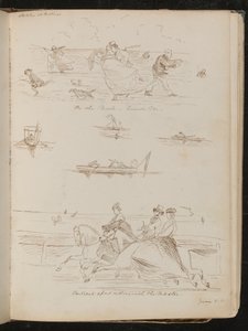 On the Parade, a Windy Day, Boats with Day-Trippers, Riders on Horses Inscribed 