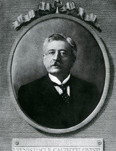 Portrait of Temistocle Calzecchi Onesti, Italian Physicist and Inventor, Etching after Photograph