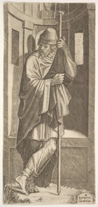 St. James Major leaning on a pole before a niche, his left leg crossed over his right, 1545
