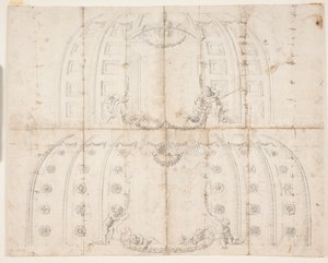 Frederiksborg Castle, Audience Hall. Two Different Drafts for Ceiling Decoration for the Dome by Lambert van Haven