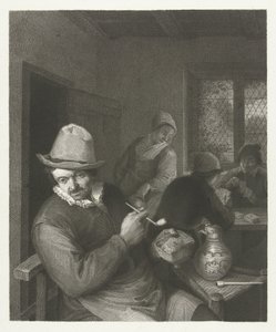 Tavern Scene with Man Filling a Pipe