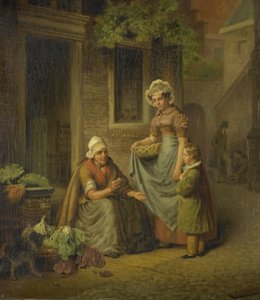 Woman Selling Vegetables by Lambertus Johannes Hansen