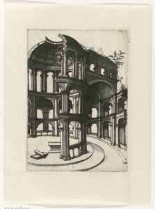 Ruin with Arches and Dome (Ruinarum Variarum Fabricarum Delineationes Pictoribus Caeterisque Id Genus Artificibus Multum Utiles) by Lambertus Suavius