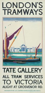 Tate Gallery, London County Council LCC Tramways Poster, 1925