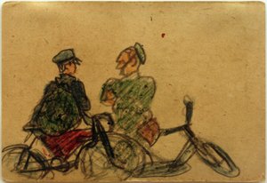 Untitled (Cyclists in Conversation)