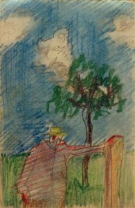 Untitled (Man Standing Under a Tree) by Laszlo Moholy Nagy