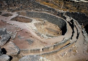 Aerial View of the First Circle of Tombs in Mycenae by Late Helladic Period Mycenaean