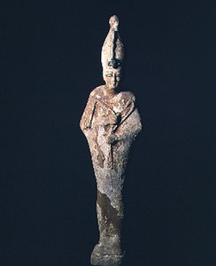 Gesso covered wooden figure of Osiris, Saite period, 664-525 BC