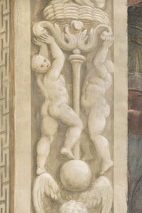 Putti, decorations around the windows by Lattanzio Gambara