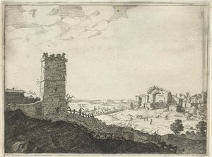 Landscape with Tower (Landscapes with Ancient Roman Buildings) by Laurens Barata
