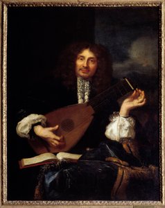Portrait of a Man Playing the Lute by Laurent Fauchier