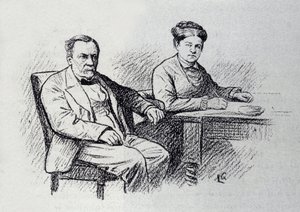 Portrait of Louis Pasteur Dictating a Relationship with His Wife. Sketch by Lucien Laurent-Gsell