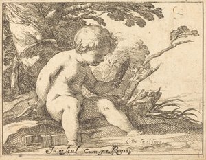 Cupid Looking in a Mirror by Laurent de la Hyre