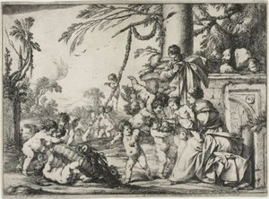 The Holy Family with Putti by Laurent de la Hyre