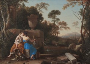 The Kiss of Peace and Justice by Laurent de la Hyre