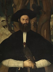 Bearded Man with a Falcon by Lazzaro Bastiani