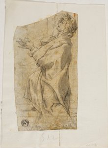 Kneeling Female Saint in Profile by Lazzaro Tavarone