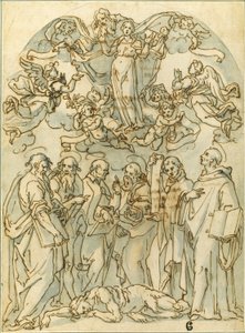 Virgin in Glory with Saints including St. John at their Feet