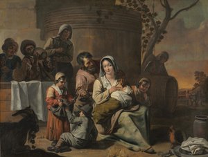 Vintage Scene and Peasant Children Dancing, 1650s by Le Nain Brothers