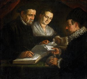The Money-Changer Orazio Lago, His Wife and a Client by Leandro da Ponte Bassano