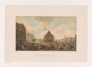 Dam in Amsterdam with the Palace Under Construction