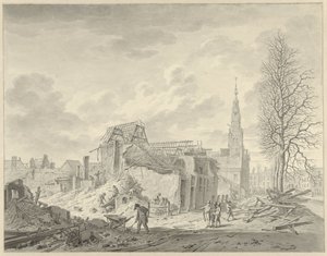 View of the Rapenburg in Leiden after the Gunpowder Disaster of January 12, 1807 by Leendert Overbeek