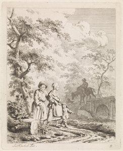 Old Man, Woman, and Child on a Forest Path (Landscapes with Figures)