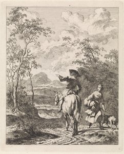Rider Asking Directions from a Girl with Dog (Landscapes with Figures)