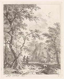 Two Walkers by a Farm (Landscapes with Figures series)