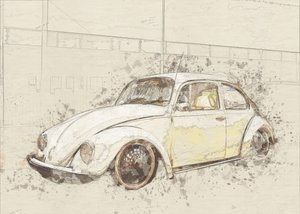 Classic Beetle Sketch by Lembayung senja studio [Vintage Poster]