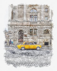 Classic Yellow Car Street