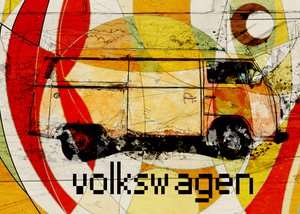 Colorful Retro Van by Lembayung senja studio [Vintage Poster]