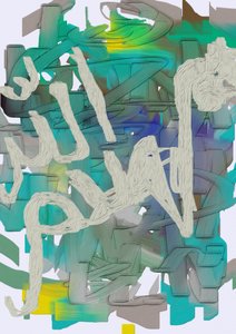 Fluid Teal Abstract by Lembayung senja studio [Vintage Poster]
