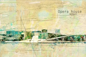 Oslo Opera House Norway by Lembayung senja studio [Vintage Poster]