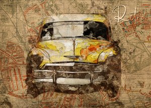 Retro Car City Map by Lembayung senja studio [Vintage Poster]