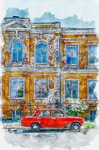 Vintage Car City Building