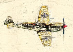 Vintage Fighter Plane Sketch