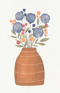 Blue Berries Floral Vase