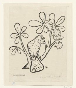 Dove on a Branch of a Chestnut Tree by Leo Gestel (signed by artist)