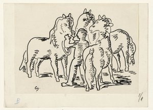 Man with Three Horses by Leo Gestel (signed by artist)