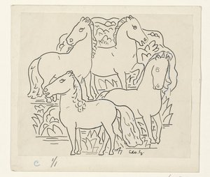 Four Horses by Leo Gestel (signed by artist)