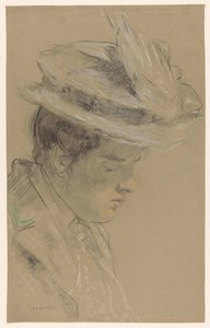Woman with Hat, Looking Down by Leo Gestel (signed by artist)