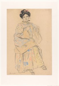 Seated Woman in Japanese Clothing by Leo Gestel (signed by artist)