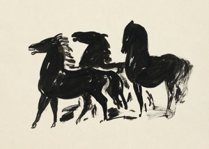 Three Black Horses Standing Looking Left (1935–1936)