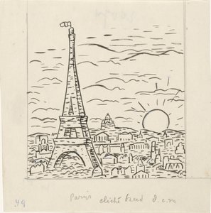 View of the Eiffel Tower in Paris by Leo Gestel