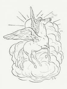 Pegasus Flies In Front of a Cloud
