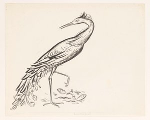 Heron by the Water with Two Fish at Its Feet by Leo Gestel