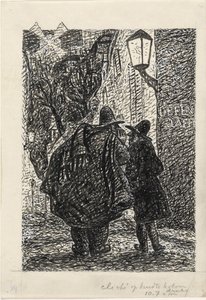 Two Men on the Street in the Dark by Leo Gestel