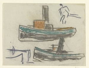 Two Ships and a Figure